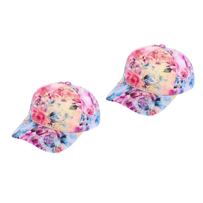 2pcs Pattern Baseball Caps Lace Mesh Outdoor Sun Hat Casual - 56-58cm - Image 1