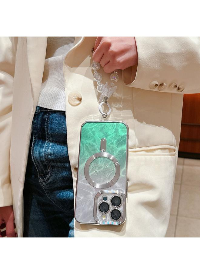 S-TOP Case For iPhone 12 Pro Max Dual-Love Feather Gradient Glitter Bracelets Magsafe TPU Phone Case - Image 2