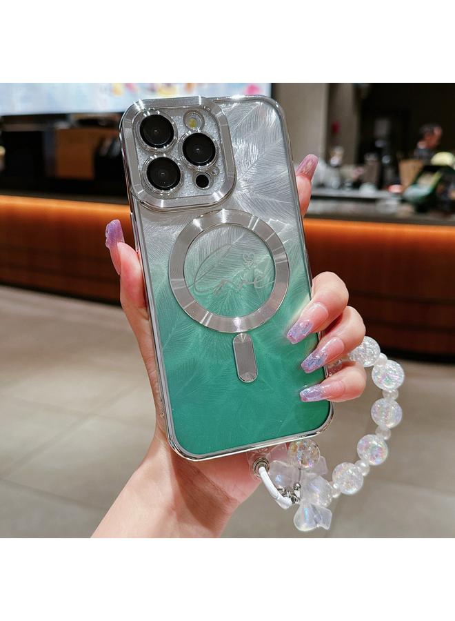 S-TOP Case For iPhone 12 Pro Max Dual-Love Feather Gradient Glitter Bracelets Magsafe TPU Phone Case - Image 1