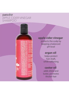 Pura d'or PURA D'OR Apple Cider Vinegar Thin2Thick Shampoo With Biotin, Castor Oil - All Hair Types, Men & Women, 16 Fl Oz  - Image 2