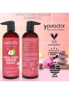 Pura d'or PURA D'OR Apple Cider Vinegar Thin2Thick Shampoo With Biotin, Castor Oil - All Hair Types, Men & Women, 16 Fl Oz  - Image 4