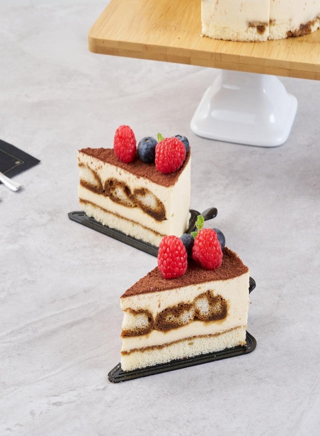Restaurantware 4.5 x 3 Inch Cake Boards 100 Triangle Dessert Trays - Lightweight With Handle Black Plastic Pastry Boards Disposable Serves Appetizers Or Desserts - Image 4