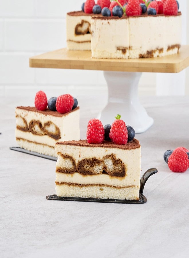 Restaurantware 4.5 x 3 Inch Cake Boards 100 Triangle Dessert Trays - Lightweight With Handle Black Plastic Pastry Boards Disposable Serves Appetizers Or Desserts - Image 3