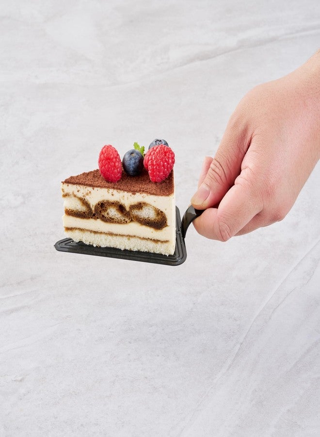 Restaurantware 4.5 x 3 Inch Cake Boards 100 Triangle Dessert Trays - Lightweight With Handle Black Plastic Pastry Boards Disposable Serves Appetizers Or Desserts - Image 5