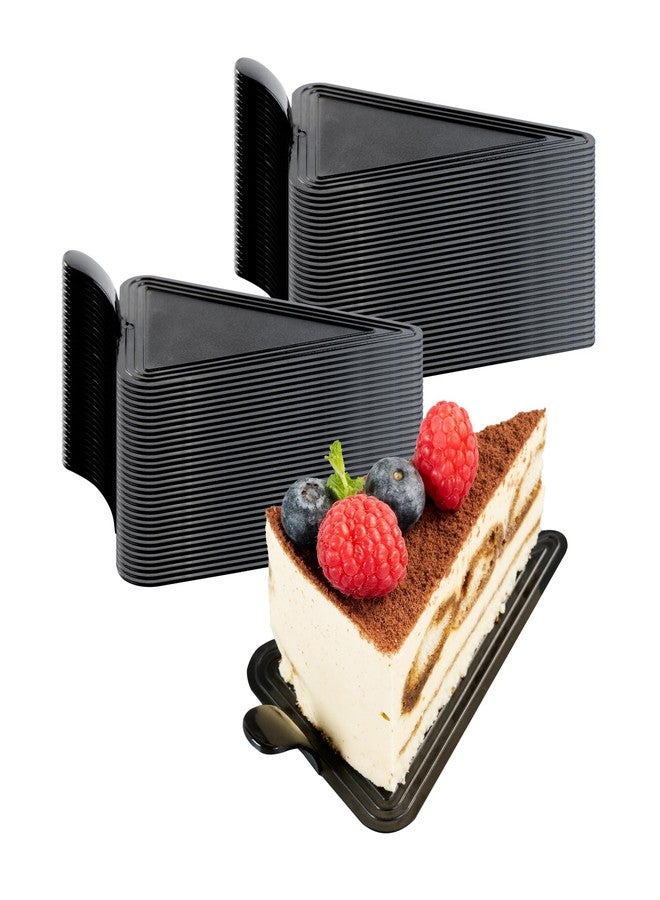 Restaurantware 4.5 x 3 Inch Cake Boards 100 Triangle Dessert Trays - Lightweight With Handle Black Plastic Pastry Boards Disposable Serves Appetizers Or Desserts - Image 2