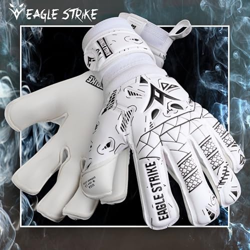 EAGLE STRIKE Soccer Goalie Gloves - Fingers Protection, Sizes 5 to 11, 4mm German Giga Latex Pro-Level Gloves (Black, 5) - Image 5
