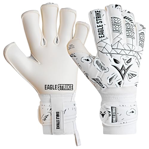 EAGLE STRIKE Soccer Goalie Gloves - Fingers Protection, Sizes 5 to 11, 4mm German Giga Latex Pro-Level Gloves (Black, 5) - Image 1