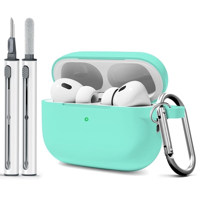 Woyinger for AirPods Pro 2 Case with Cleaner Kit, Compatible with Airpods Pro 2nd/1st Generation Case (USB-C Cable) with Keychain for Women and Men,Mint Green - Image 1