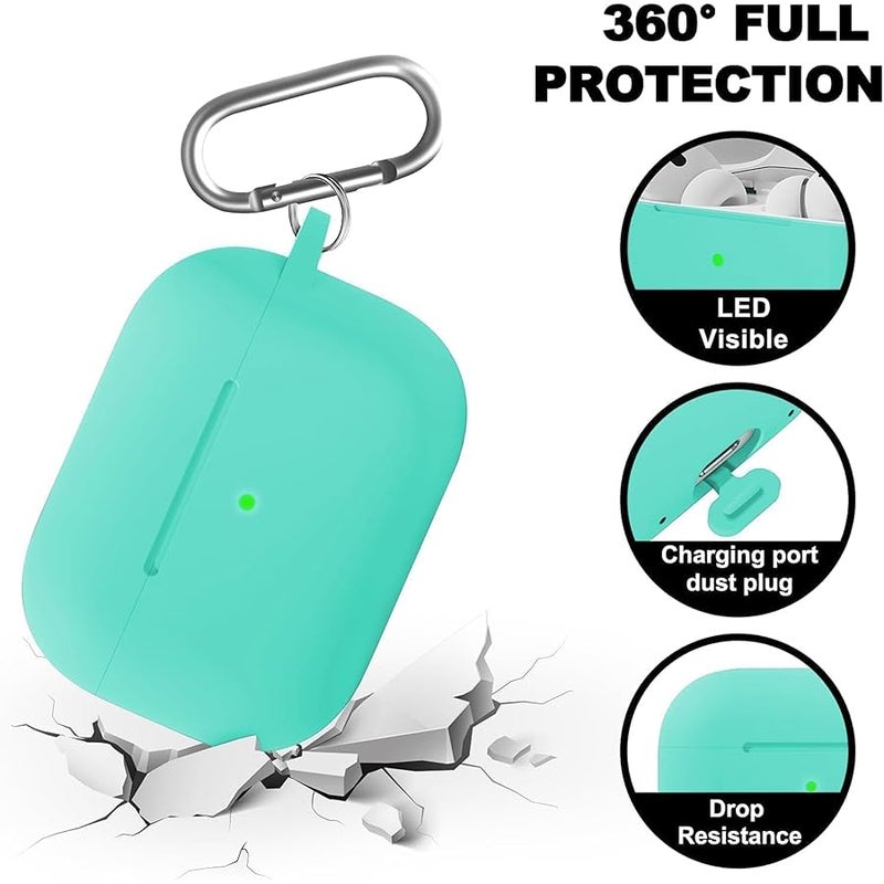 Woyinger for AirPods Pro 2 Case with Cleaner Kit, Compatible with Airpods Pro 2nd/1st Generation Case (USB-C Cable) with Keychain for Women and Men,Mint Green - Image 4