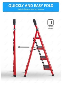 Alissa 4 Steps Foldable Aluminum Ladder Household Use for Indoor Outdoor with Non-slip Steps  - Image 3