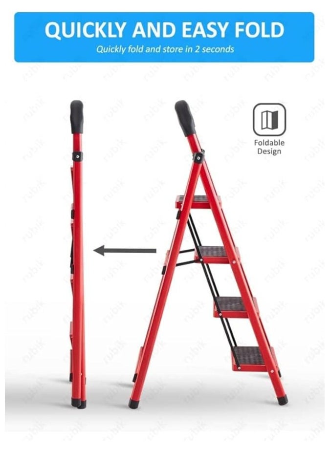Alissa 4 Steps Foldable Aluminum Ladder Household Use for Indoor Outdoor with Non-slip Steps  - Image 3