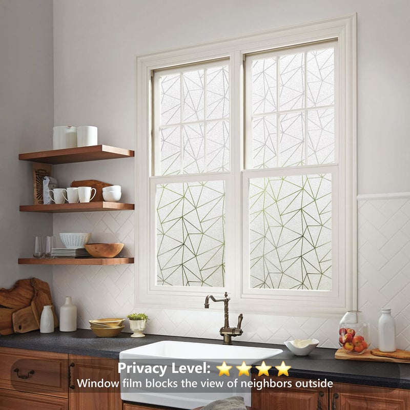 NINETREX Window Privacy Film Frosted Glass Window Clings Decorative Coverings Non-Adhesive Sun Blocking Stickers for Home Office Garage,17.5 x 78.7Inches - Image 3