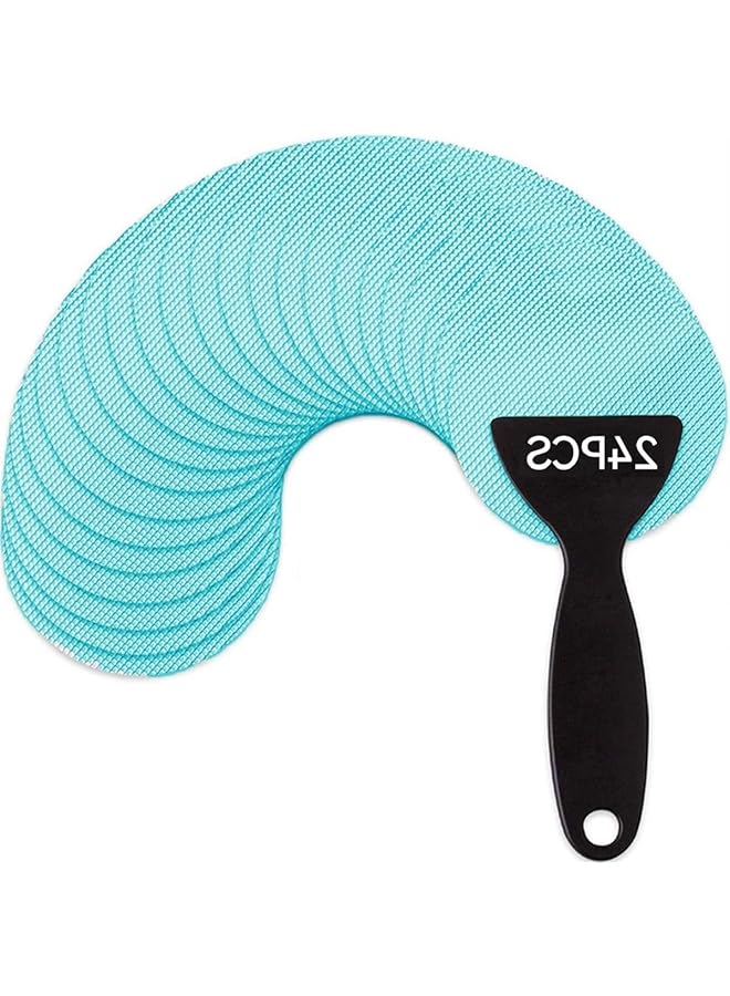 erorex 24Pcs Non Slip Bathtub Stickers Safety Adhesive Decals With Silicone Scraper For Bath Tubs Showers Stairs And Ladders Blue - Image 1