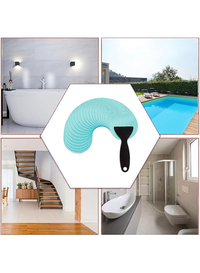 erorex 24Pcs Non Slip Bathtub Stickers Safety Adhesive Decals With Silicone Scraper For Bath Tubs Showers Stairs And Ladders Blue - Image 4