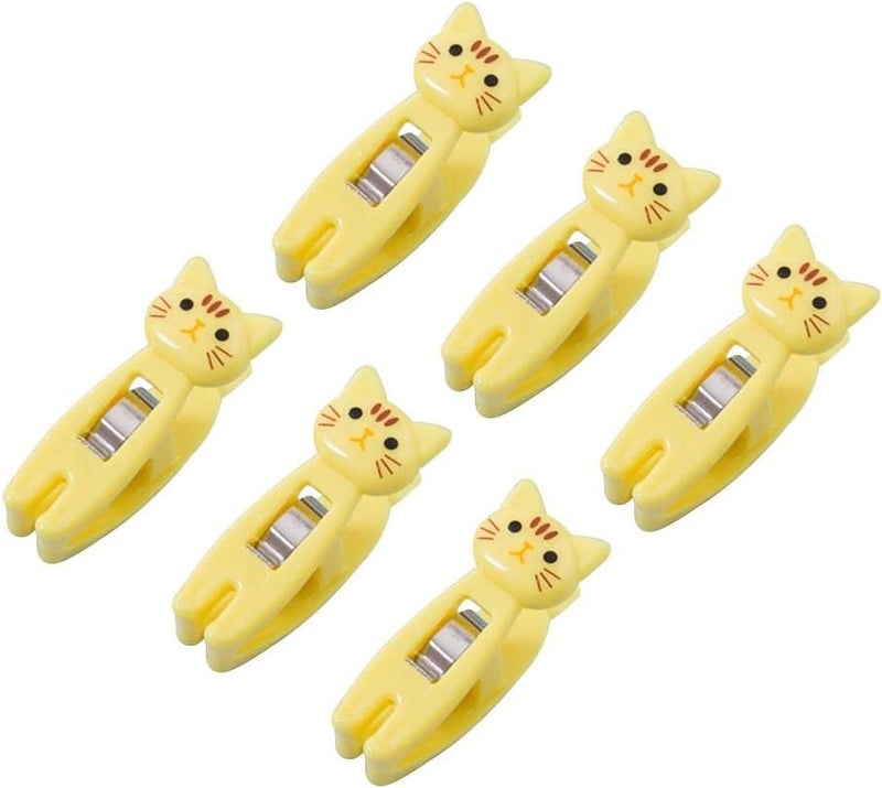 cheekyglo 6Pcs Ct Shped Bag Clips, Small Ct Chip Clips, Pper Clmp, Chip Food Storge Bag Sel Clmp, Mini Multipurpose Clips Food Seler-Yellow - Image 1