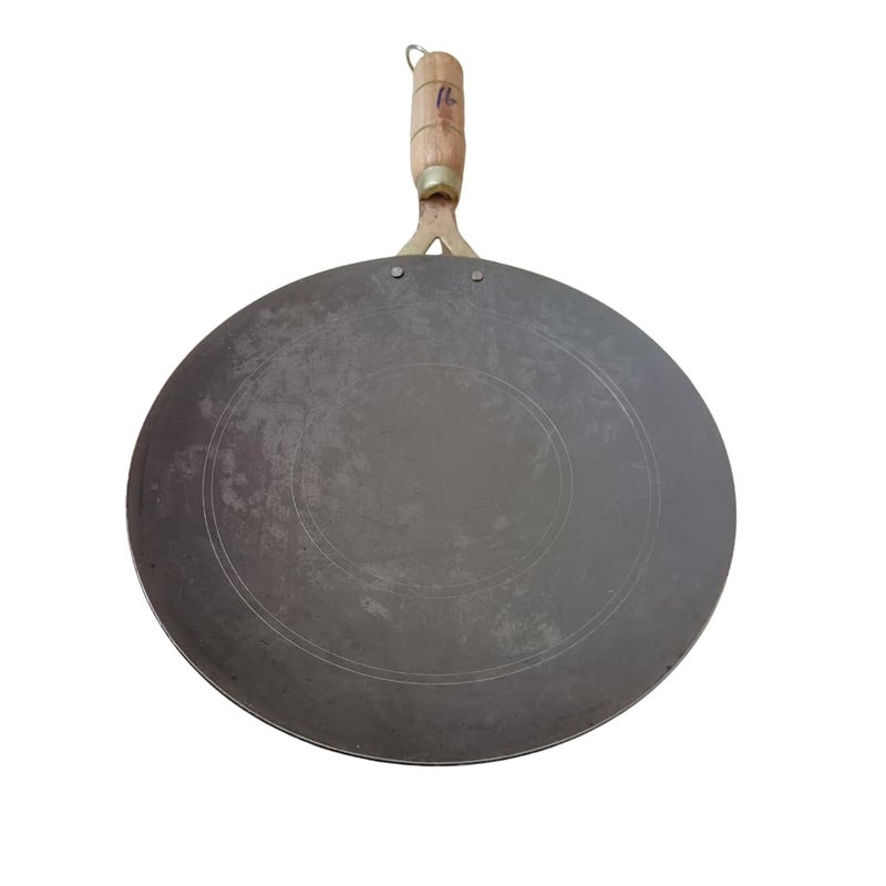YugaYatra Iron tawa RotiChapati Tawa with Wooden Handle Tawa 24 cm Diameter 875 Grams  - Image 1