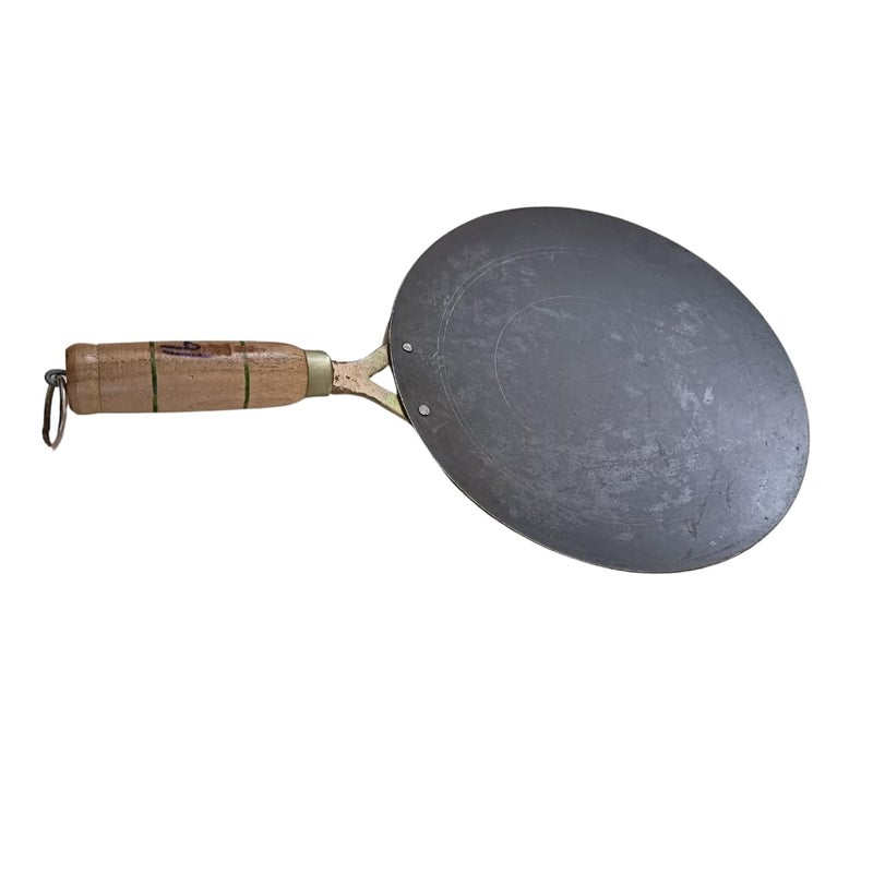 YugaYatra Iron tawa RotiChapati Tawa with Wooden Handle Tawa 24 cm Diameter 875 Grams  - Image 3