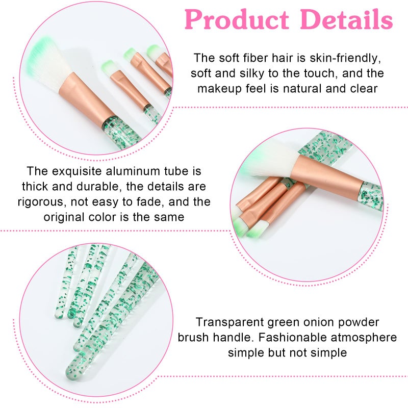 YBEATY 20 Pcs Glitter Crystal Makeup Brush Set Bling Concealer Eye Shadow Eyeliner Brushes Sparkle Foundation Cosmetic Lip Blending Synthetic Brushes Tools Kit for Women Transparent Handles - Image 3