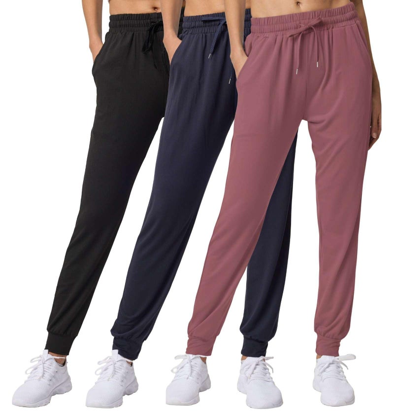 REALESSENTIALS Real Essentials 3 Pack: Women's Lounge Joggers Sweatpants with Pockets Yoga Running Athletic Workout, Set 18, XL, Pack of 3 - Image 1
