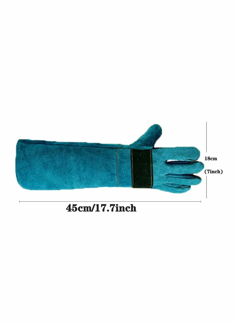 Animal Handling Glove Anti Scratch Protective Gloves for Training Dogs Cat Bird Snake Parrot Lizard Wild Animals Reptiles Bite Resistant Gloves (Blue)