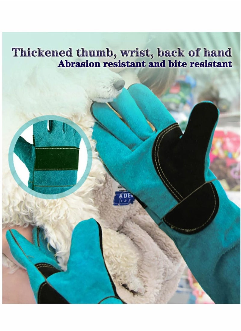 SYOSI Animal Handling Glove Anti Scratch Protective Gloves for Training Dogs Cat Bird Snake Parrot Lizard Wild Animals Reptiles Bite Resistant Gloves (Blue)  - Image 3