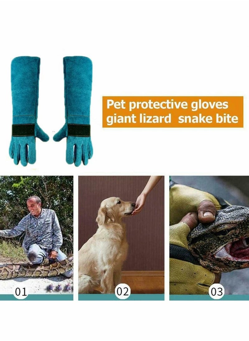 SYOSI Animal Handling Glove Anti Scratch Protective Gloves for Training Dogs Cat Bird Snake Parrot Lizard Wild Animals Reptiles Bite Resistant Gloves (Blue)  - Image 5