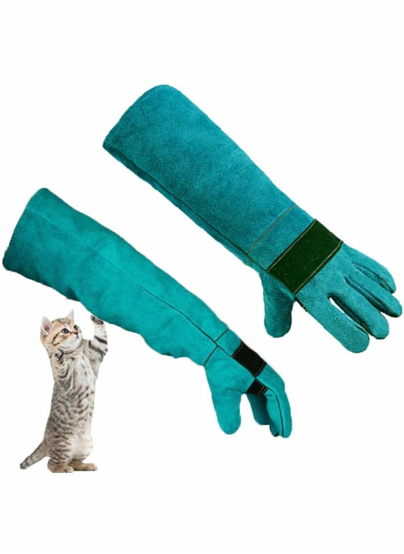 SYOSI Animal Handling Glove Anti Scratch Protective Gloves for Training Dogs Cat Bird Snake Parrot Lizard Wild Animals Reptiles Bite Resistant Gloves (Blue)  - Image 1