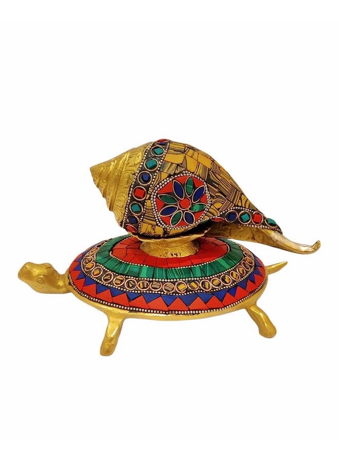 The Artage Brass Shankh Tortoise Vastu Items Statue Showpiece Home Decor Gifting Office Decorative Piece for Puja Room Living Room Positive Figurine Artefact Tableware - Image 2
