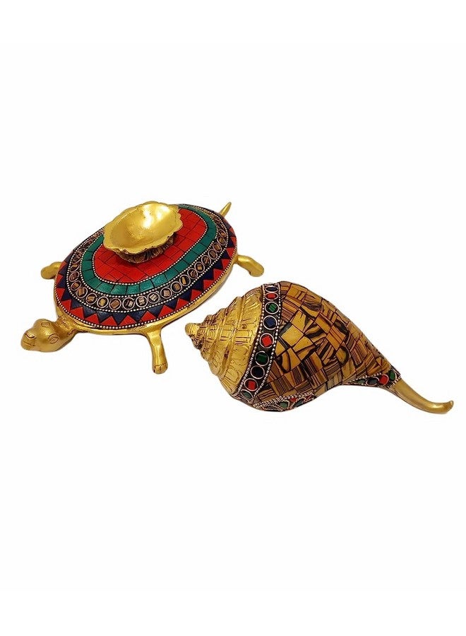 The Artage Brass Shankh Tortoise Vastu Items Statue Showpiece Home Decor Gifting Office Decorative Piece for Puja Room Living Room Positive Figurine Artefact Tableware - Image 4