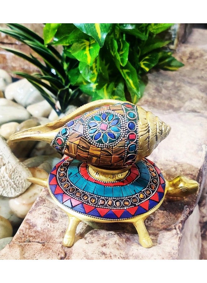 The Artage Brass Shankh Tortoise Vastu Items Statue Showpiece Home Decor Gifting Office Decorative Piece for Puja Room Living Room Positive Figurine Artefact Tableware - Image 3