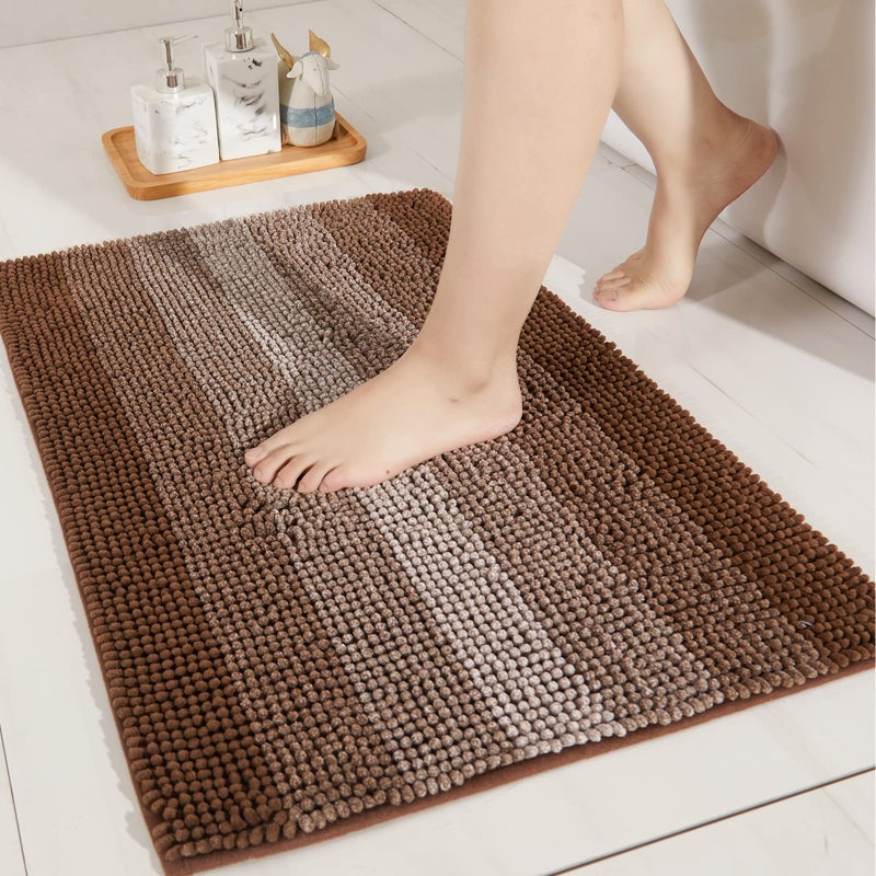 COSY HOMEER COSY HOMEER Bath Rugs Made of 100% Polyester Extra Soft and Non Slip Bathroom Mats Specialized in Machine Washable and Water Absorbent Shower Mat (36x24Inch  Brown) - Image 1