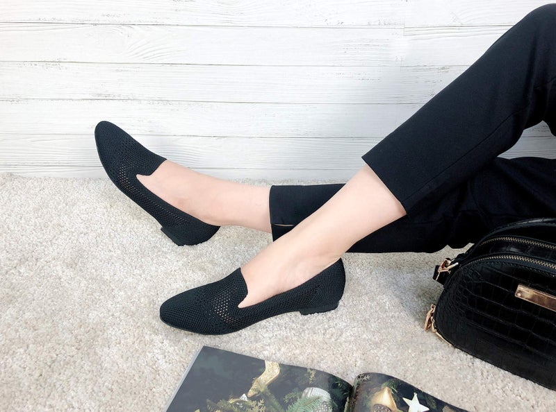 FEVERSOLE Women's Woven Fashion Breathable Knit Flat Shoes Black Loafer Size 7.5 M US - Image 4