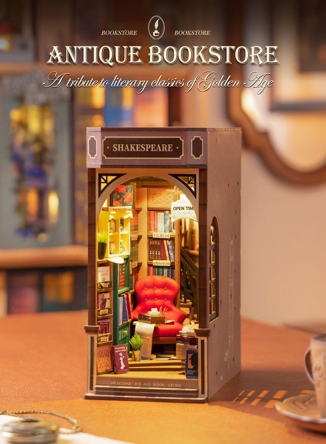 Rolife DIY Book Nook Kit 3D Wooden Puzzles for Adults 8.6" Bookstore Miniature House Kit Booknook Bookshelf Insert Decor with LED Lights Craft Kits Family Project Gifts for Adults Women Men - Image 2