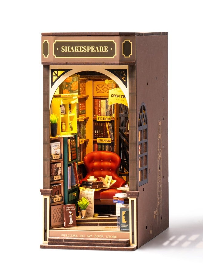 Rolife DIY Book Nook Kit 3D Wooden Puzzles for Adults 8.6" Bookstore Miniature House Kit Booknook Bookshelf Insert Decor with LED Lights Craft Kits Family Project Gifts for Adults Women Men - Image 1