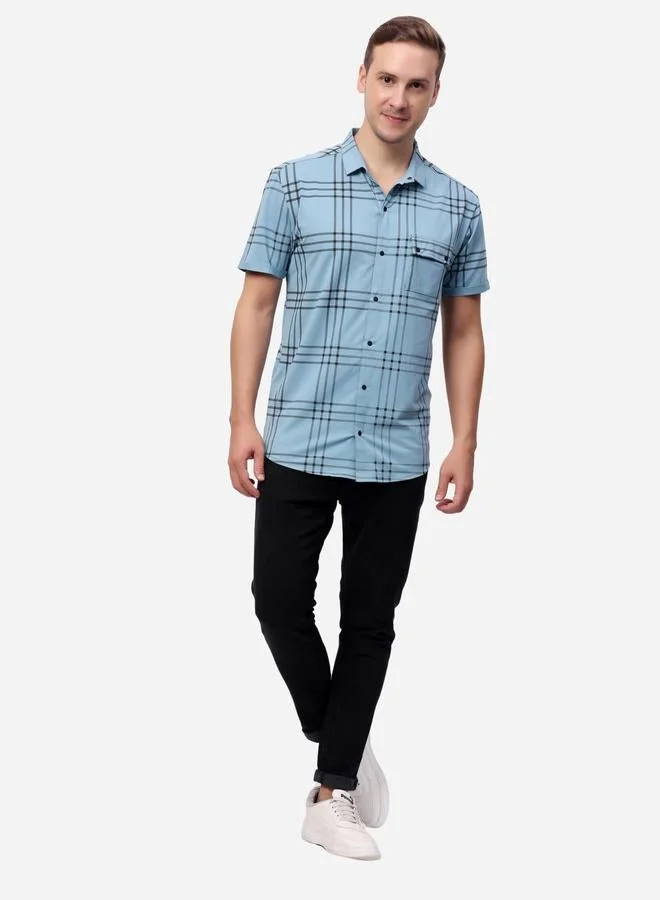 ستايلوكس قميص بأكمام قصيرة كاروهات بقصة عادية