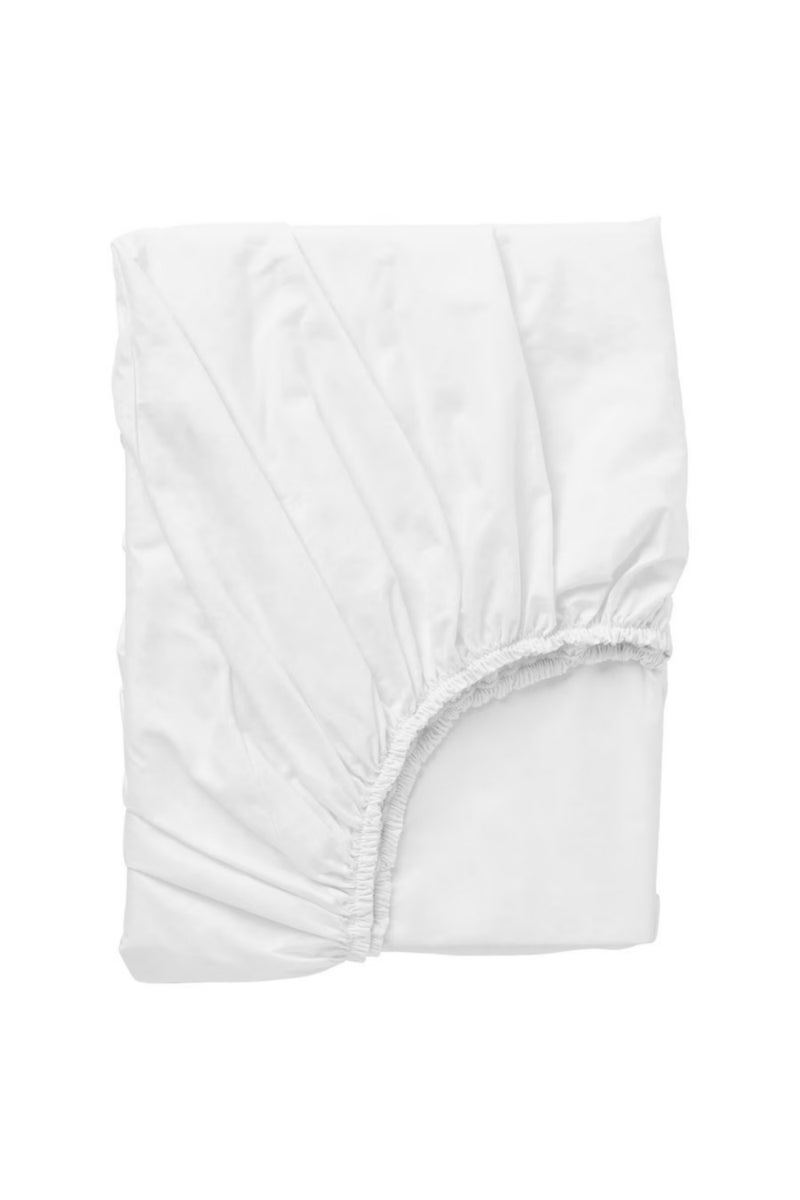 White Fitted Sheet 120x200 cm – 100% Cotton, Soft, Durable & Fits Mattresses Up to 26 cm - Image 1