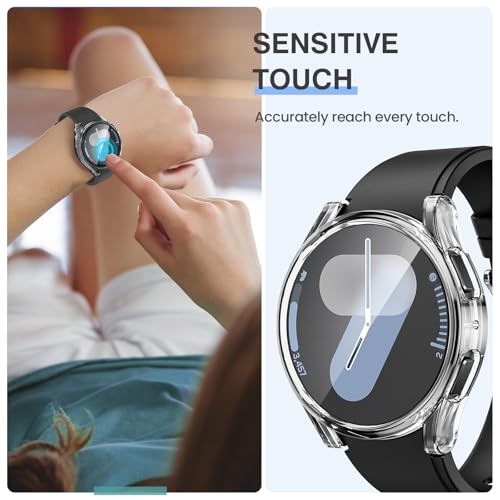 Tensea [2Pack] for Samsung Galaxy Watch 7 2024 Screen Protector Case 40mm Accessories, Protective Face Cover for 40 mm, Hard Bumper Built-in Tempered Glass Film for Women Men - Image 5