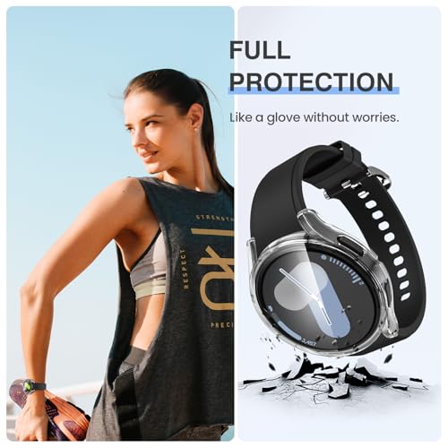Tensea [2Pack] for Samsung Galaxy Watch 7 2024 Screen Protector Case 40mm Accessories, Protective Face Cover for 40 mm, Hard Bumper Built-in Tempered Glass Film for Women Men - Image 3