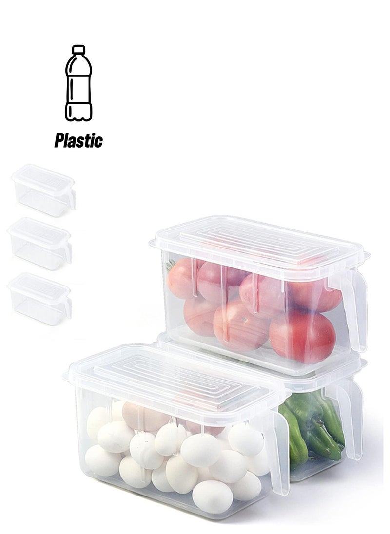 SKY-TOUCH - SKY-TOUCH 6pcs Refrigerator Organizer, Stackable Plastic Kitchen Food Storage Containers with Lids and Handle for Fruits Vegetables, Freezer Safe Boxes, Transparent - Image 1
