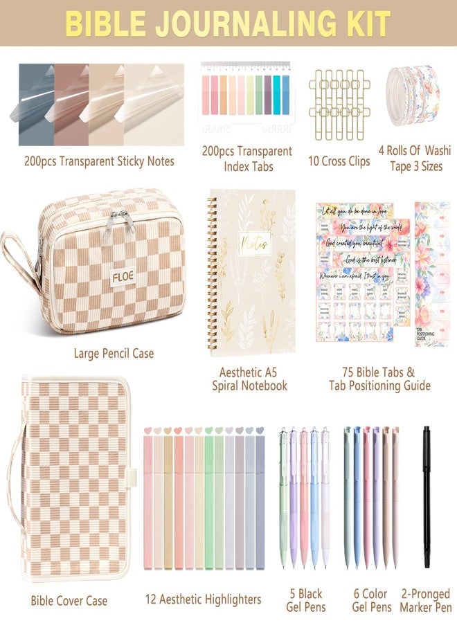 FLOE Bible Study Supplies Journaling Kit for Women with Bible Cover Case, Easter Mothers Day Christian Gifts for Women, Bible Study Tools Accessories Set w/Highlighter, Pencil Case Notebook Annotation Kit - Image 2