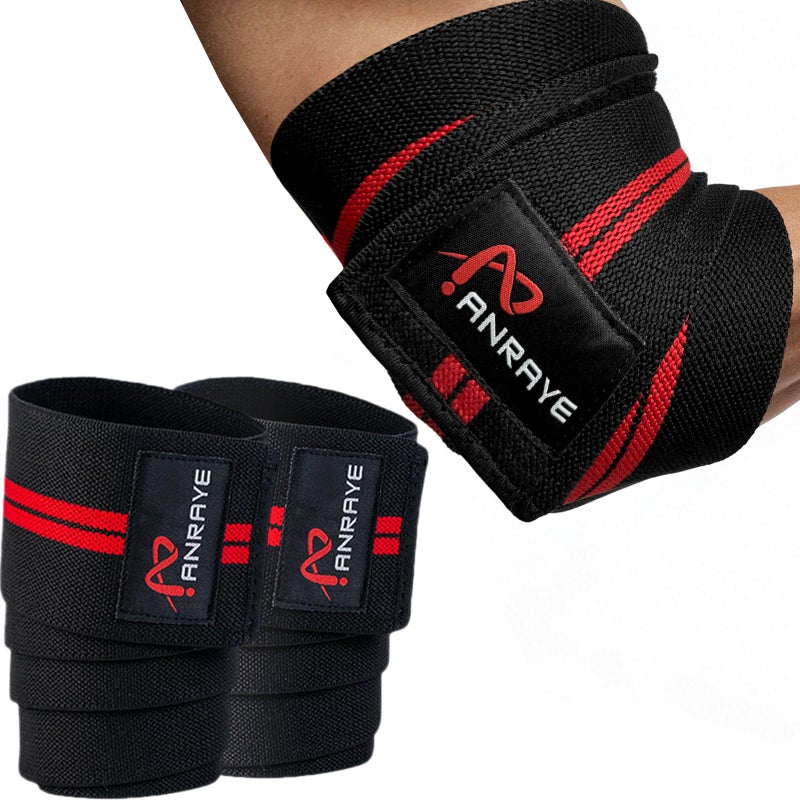 Anraye Elbow Wraps for Weightlifting 47 Adjustable Compression Straps Brace for Joint Support 1 Pair Elbow Wraps Weight Lifting Men Women for Bench Press Powerlifting and Fitness Training - Image 2