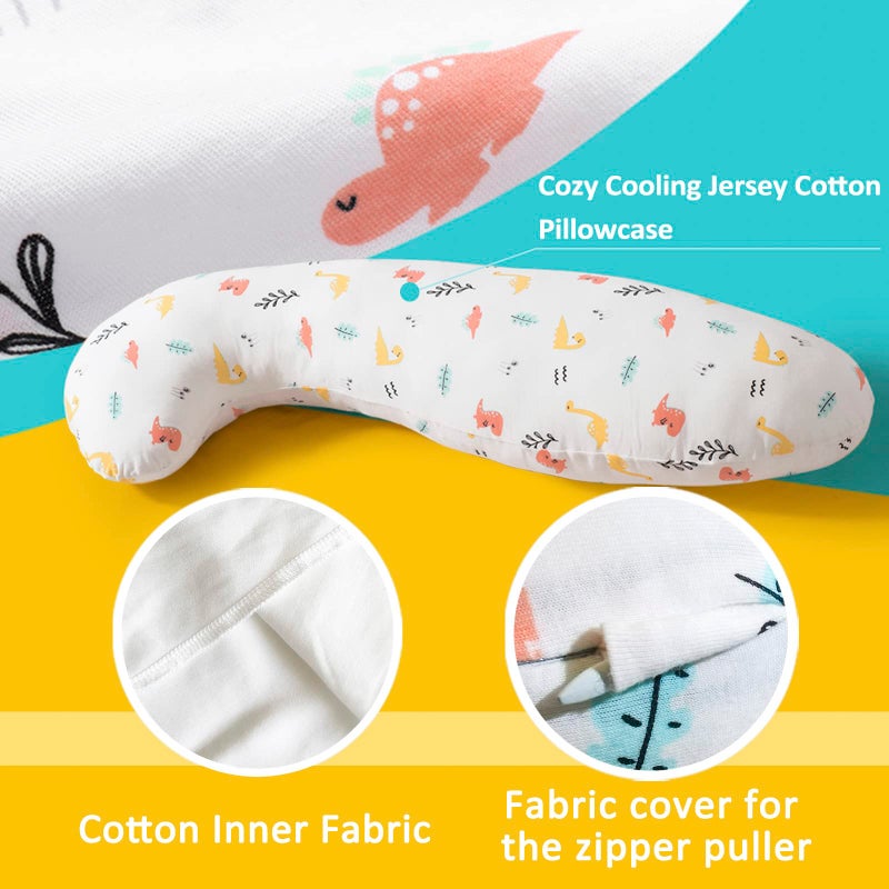 BYRIVER 35" Contour Cooling Cute Body Pillow for Kids Girls Boys, Child Hug Pillow for Sleeping, Washable Cotton Dinasour Pillow Cover, Gifts for Kids (KL) - Image 3