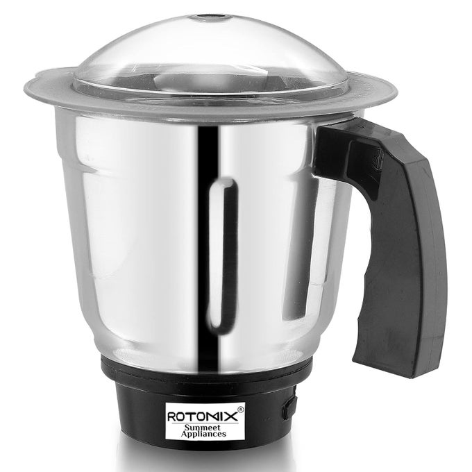 HEAVY QUALITY DRY JAR FOR MIXER GRINDER STAINLESS STEEL WITH HANDLE ALUMINIUM BASE SA32 SILVER PACK OF 1