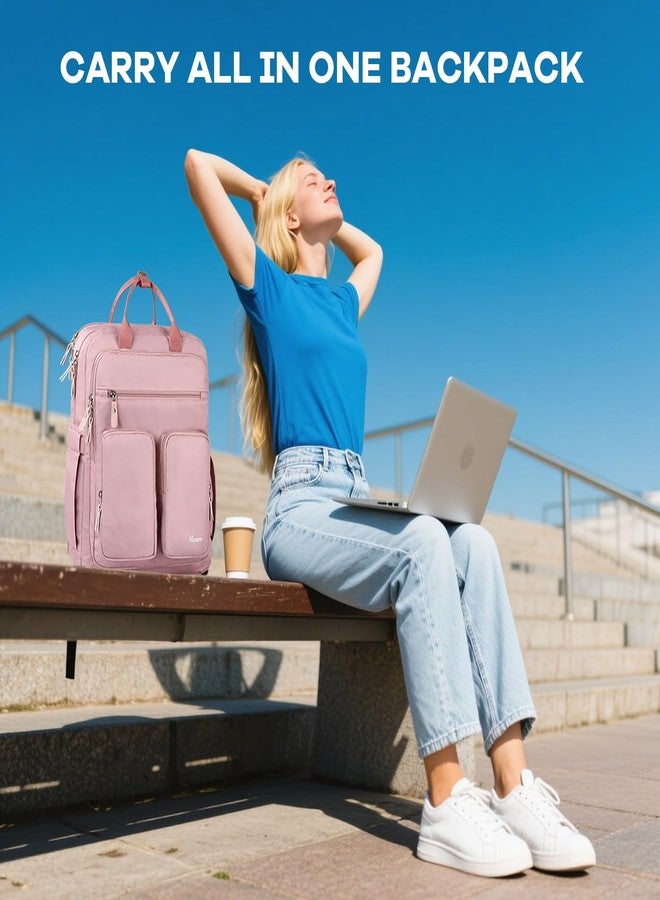 Mancro College Backpack for Women, 15.6 Inch TSA Laptop Bookbag with USB Charging Port and Wet Pocket, Large Capacity Travel Backpacks Casual Daypack, Pink - Image 2