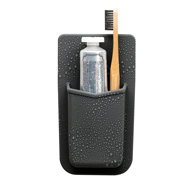 Tooletries - The Henry Essentials Holder - Silicone Toiletry Organizer, Shower & Bathroom Accessory - Features Silicone-Grip Technology, Removable & Reusable - Charcoal - Image 1