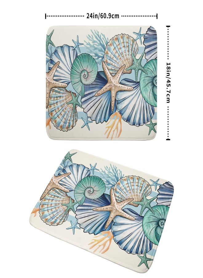 aportt Sea Shell Starfish Summer Dish Drying Pad 18 x 24 Inch With Absorbent Reversible Microfiber Coastal Ocean Drying Mats Dish Drainer Mat Fast Dry For Kitchen Dining Room Decoration - Image 2