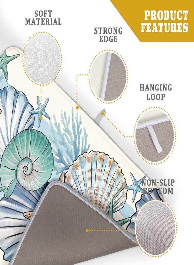 aportt Sea Shell Starfish Summer Dish Drying Pad 18 x 24 Inch With Absorbent Reversible Microfiber Coastal Ocean Drying Mats Dish Drainer Mat Fast Dry For Kitchen Dining Room Decoration - Image 4