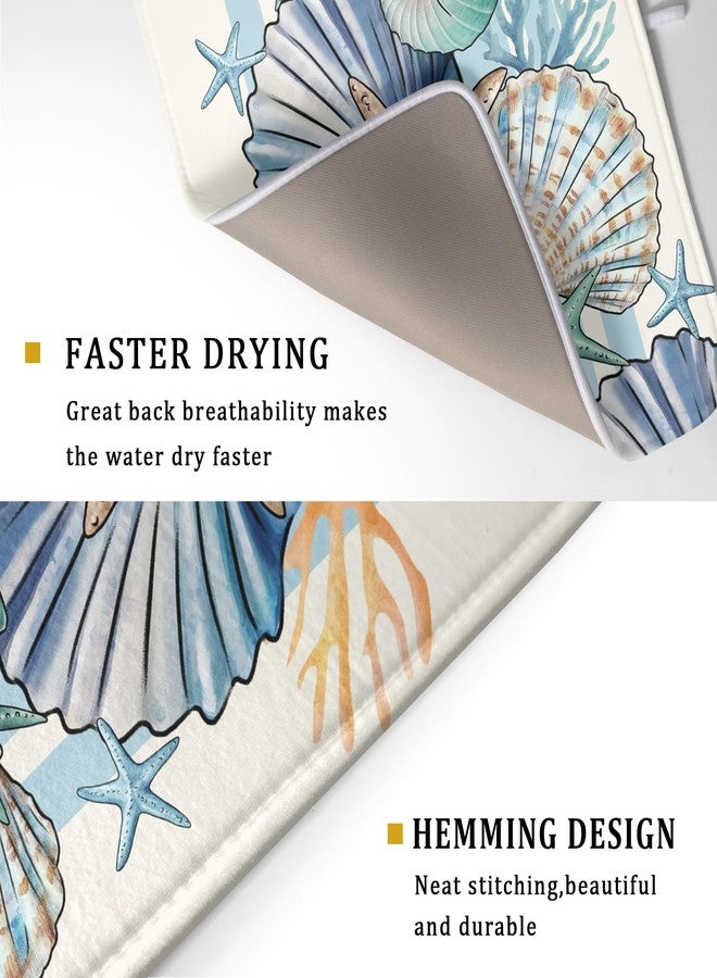 aportt Sea Shell Starfish Summer Dish Drying Pad 18 x 24 Inch With Absorbent Reversible Microfiber Coastal Ocean Drying Mats Dish Drainer Mat Fast Dry For Kitchen Dining Room Decoration - Image 3
