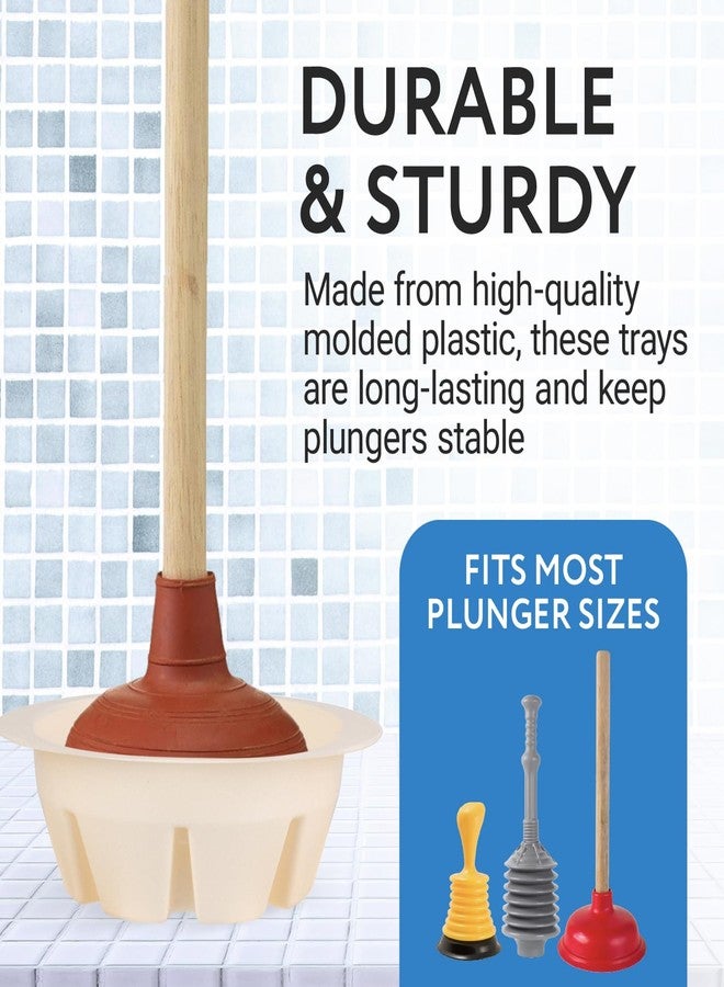 Impresa Universal Toilet Plunger Holder Drip Tray Caddy - 3-Pack White Modern - Low-Profile Base Evaporates Water & Prevents Spills - Fits Toilet & Sink Plungers - Image 5