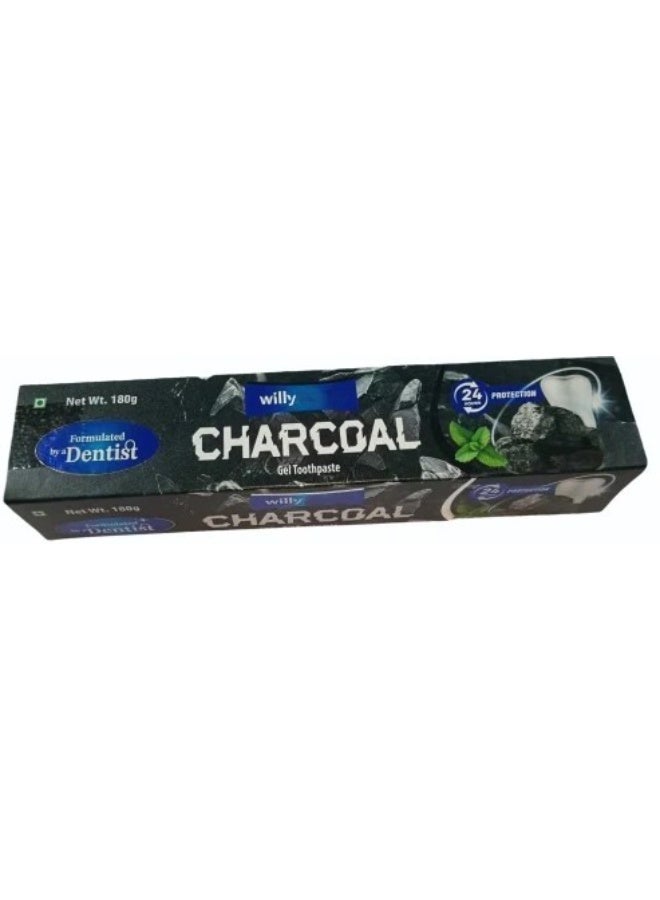 Willy Charcoal Gel Toothpaste 180g – Deep Clean Whitening Toothpaste with Activated Charcoal - Image 2